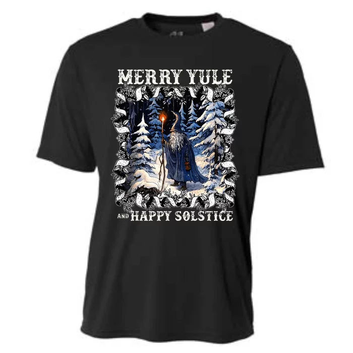 Merry Solstice Happy Yule Christmas Bird Nordic Xmas Cooling Performance Crew T-Shirt