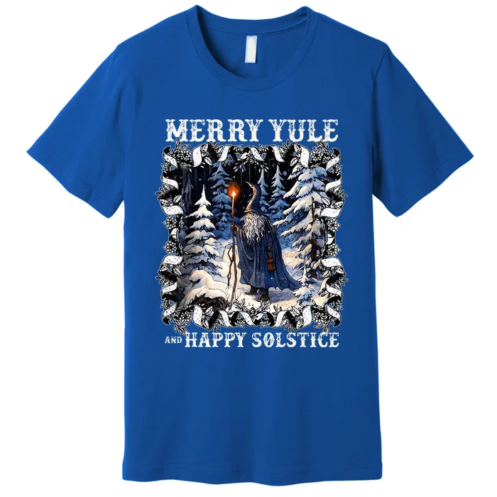 Merry Solstice Happy Yule Christmas Bird Nordic Xmas Premium T-Shirt