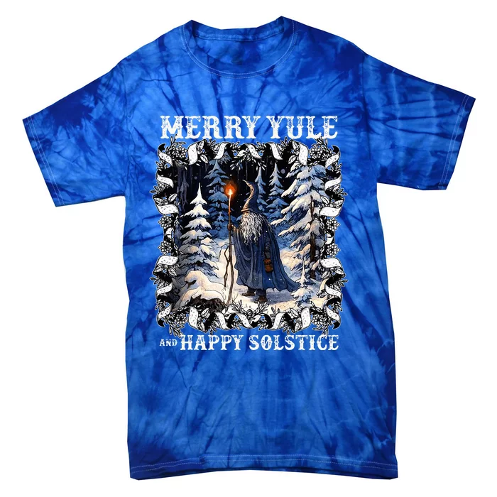 Merry Solstice Happy Yule Christmas Bird Nordic Xmas Tie-Dye T-Shirt