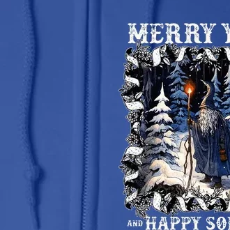 Merry Solstice Happy Yule Christmas Bird Nordic Xmas Full Zip Hoodie