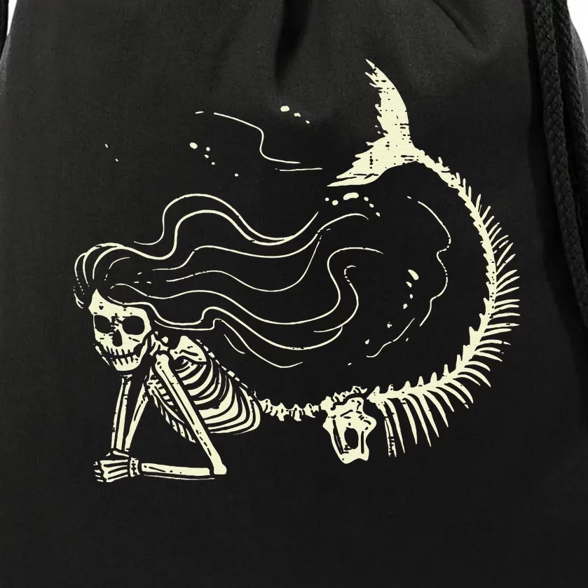 Mermaid Skeleton Halloween Costume Women Girls Drawstring Bag