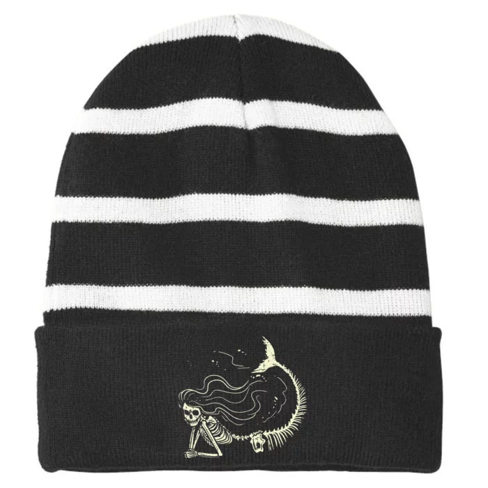 Mermaid Skeleton Halloween Costume Women Girls Striped Beanie with Solid Band