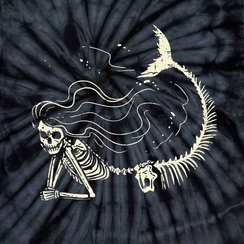 Mermaid Skeleton Halloween Costume Tie-Dye T-Shirt