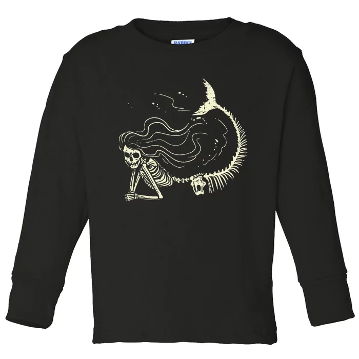 Mermaid Skeleton Halloween Costume Toddler Long Sleeve Shirt