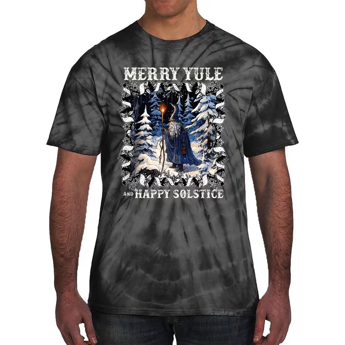 Merry Solstice Happy Yule Christmas Bird Nordic Xmas Tie-Dye T-Shirt