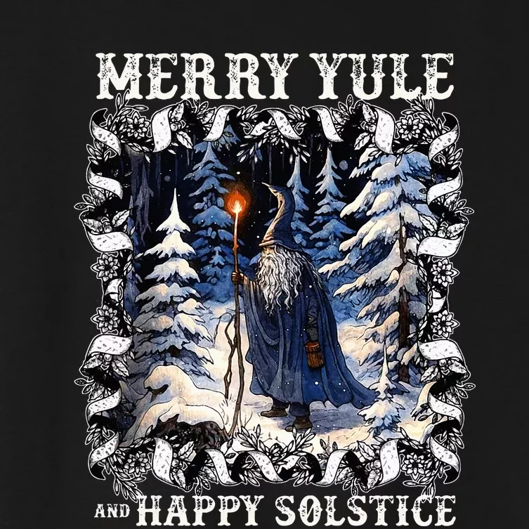 Merry Solstice Happy Yule Christmas Bird Nordic Xmas Women's Crop Top Tee