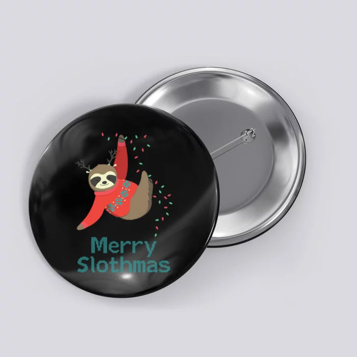 Merry Slothmas Hanging On Christmas Lights Button