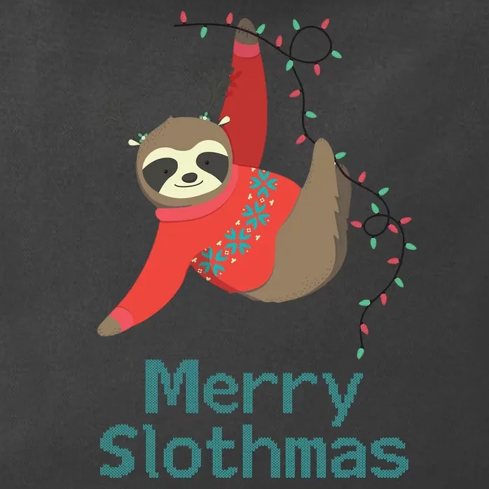 Merry Slothmas Hanging On Christmas Lights Zip Tote Bag