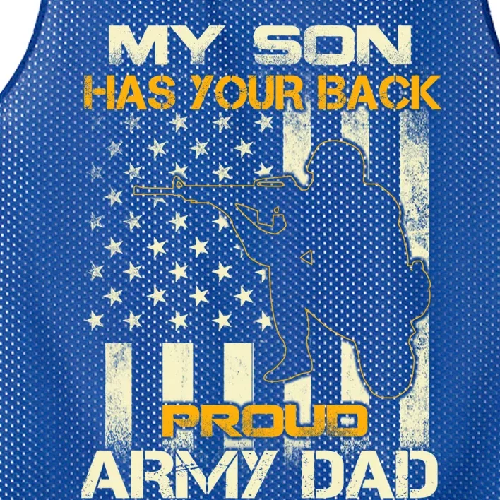 My Son Has Your Back Meaningful Gift Proud Army Dad Military Father's Meaningful Mesh Reversible Basketball Jersey Tank