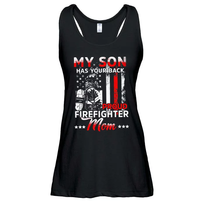 My Son Has Your Back Proud Firefighter Mom Ladies Essential Flowy Tank