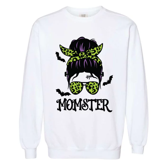 Momster Shirts Halloween Messy Bun MomSter Garment-Dyed Sweatshirt