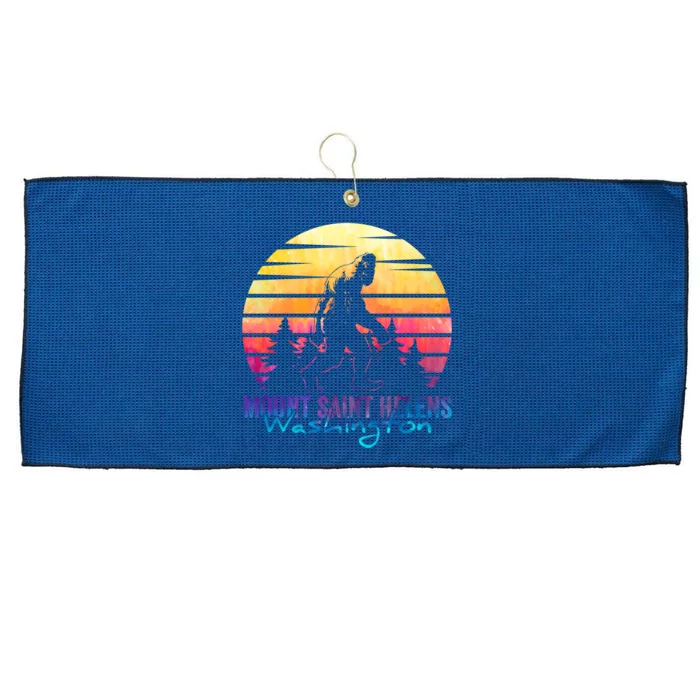 Mount Saint Helens Washington National Park Retro 80's Large Microfiber Waffle Golf Towel