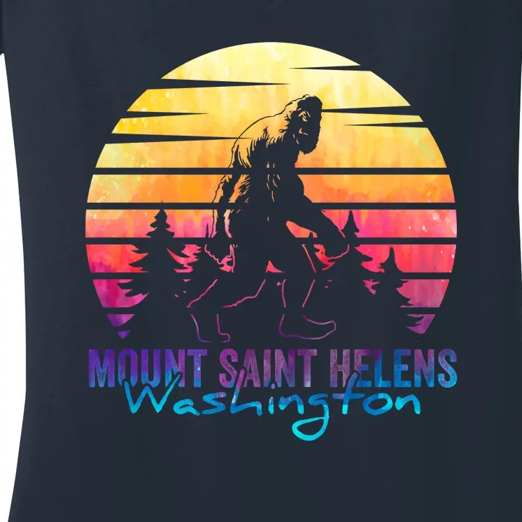 Mount Saint Helens Washington National Park Retro 80's Women's V-Neck T-Shirt