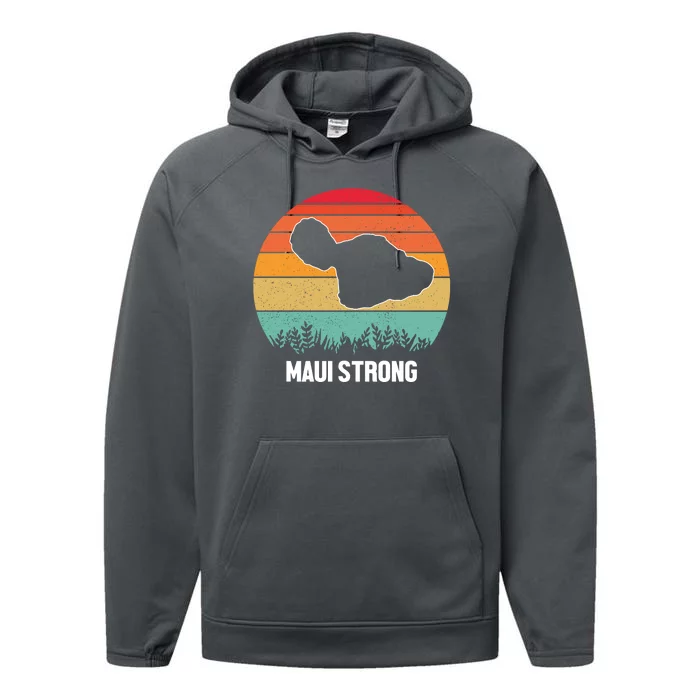 Maui Strong Hawaii Wildfire Sunset Performance Fleece Hoodie