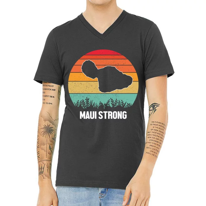 Maui Strong Hawaii Wildfire Sunset V-Neck T-Shirt