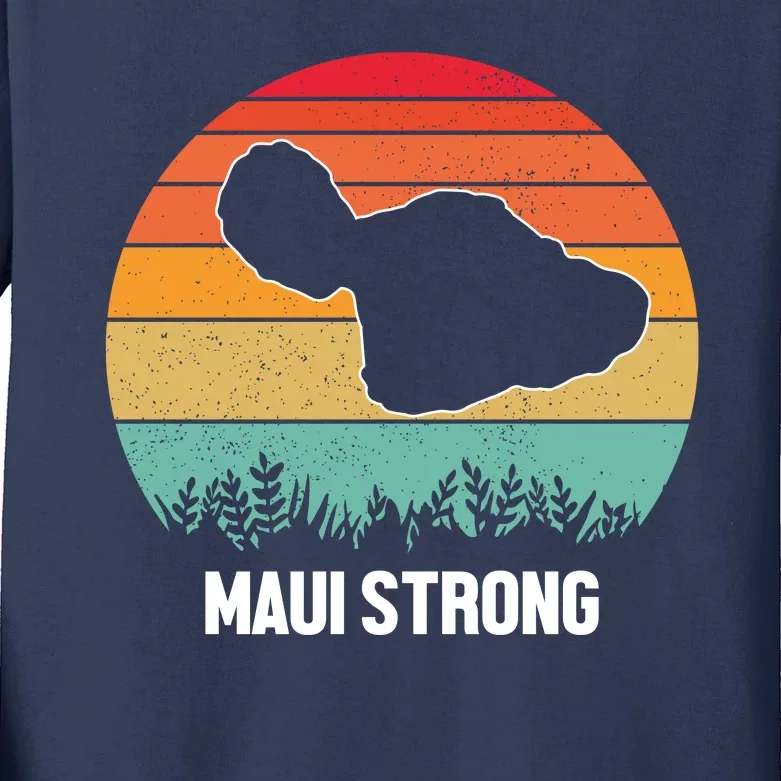 Maui Strong Hawaii Wildfire Sunset Kids Long Sleeve Shirt