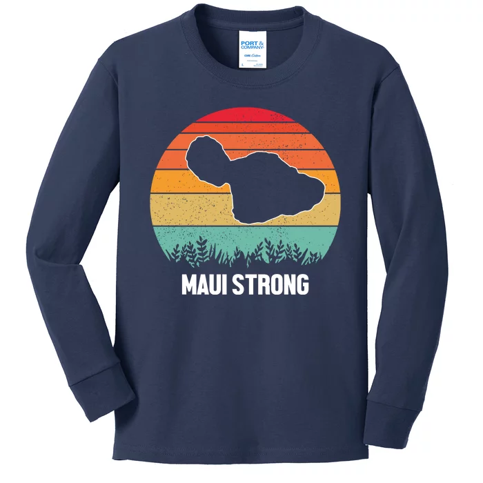 Maui Strong Hawaii Wildfire Sunset Kids Long Sleeve Shirt