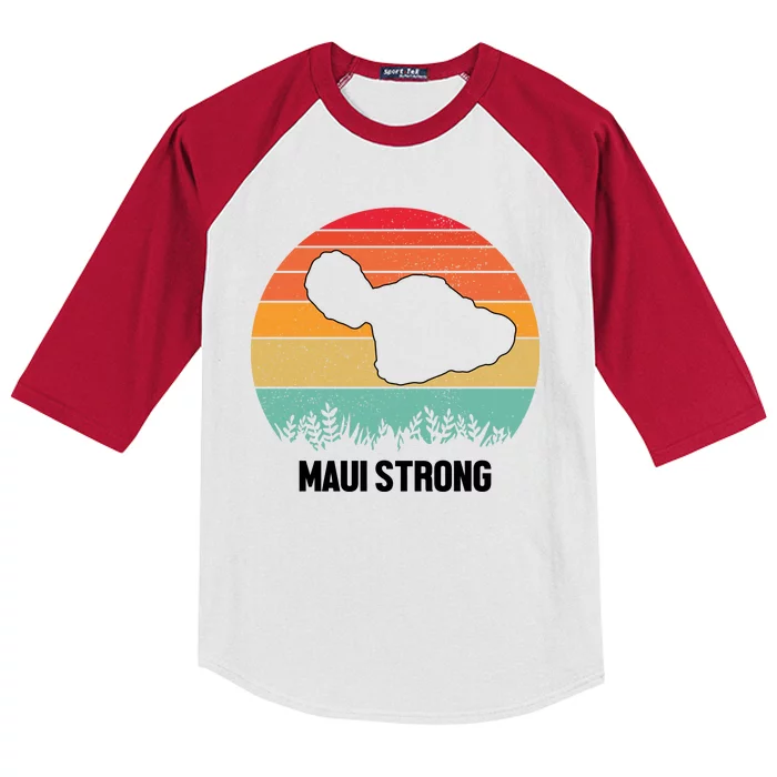 Maui Strong Hawaii Wildfire Sunset Kids Colorblock Raglan Jersey