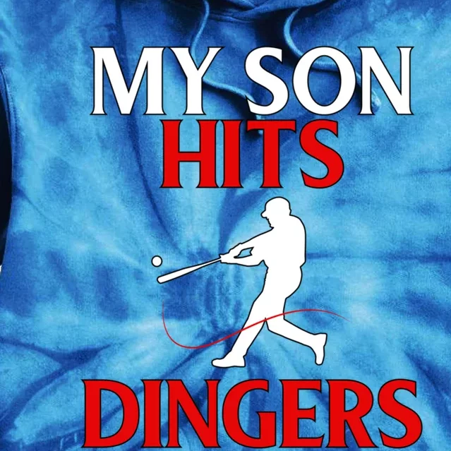 My Son Hits Dingers Proud Mom Baseball Game Fans Funny Gift Tie Dye Hoodie