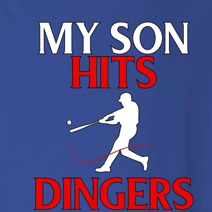 My Son Hits Dingers Proud Mom Baseball Game Fans Funny Gift Toddler Long Sleeve Shirt