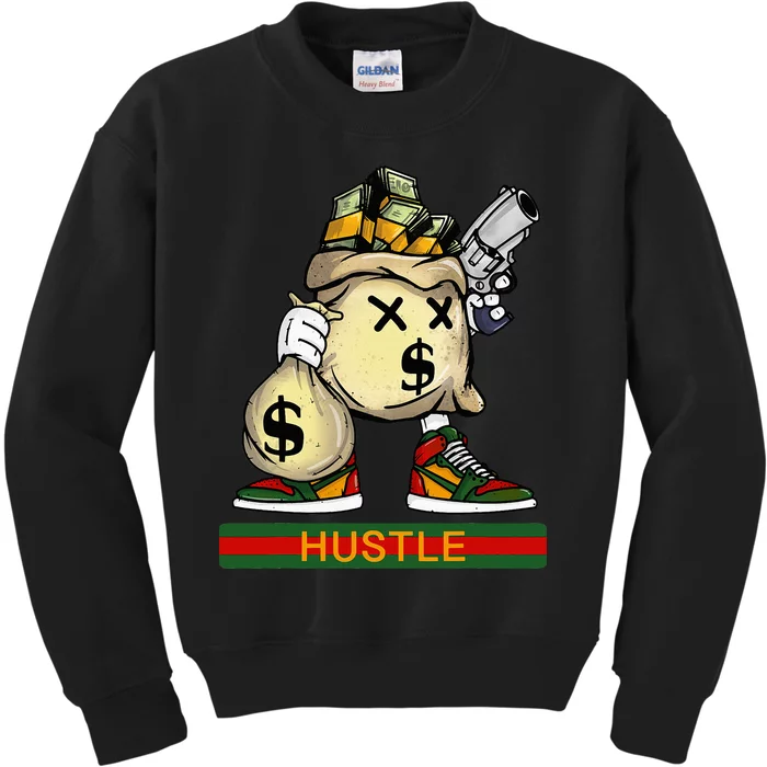 Money Stacks Hustle Wall Street Hip Hop Rap Lover Gift Kids Sweatshirt