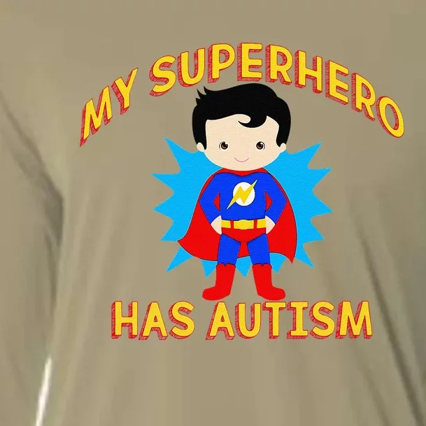 MY SUPERHERO HAS AUTISM Awareness Matching Meme Cooling Performance Long Sleeve Crew