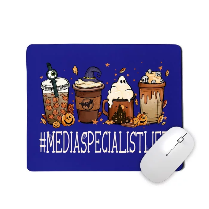 Media Specialist Horror Fall Coffee Halloween Pumpkin Autumn Gift Mousepad