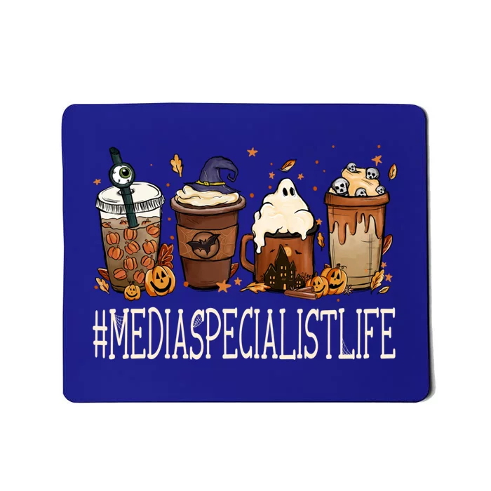 Media Specialist Horror Fall Coffee Halloween Pumpkin Autumn Gift Mousepad