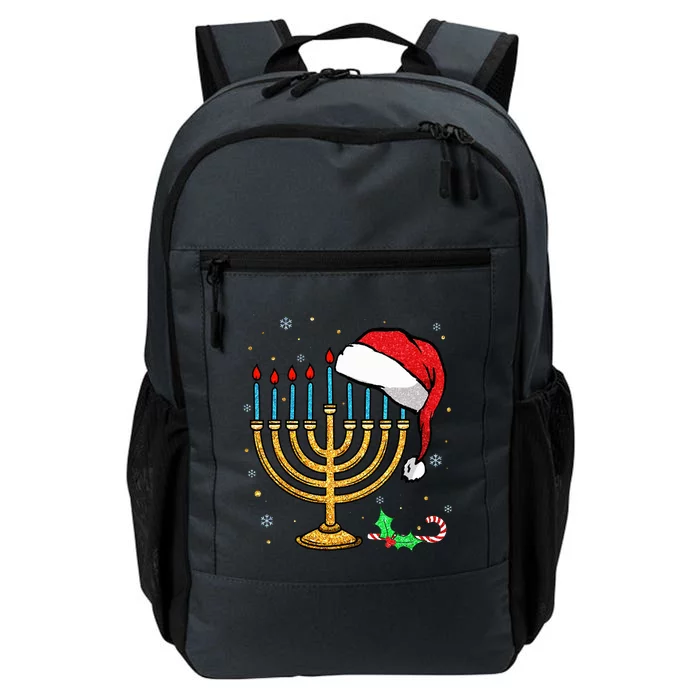 Menorah Santa Hat Chanukah Hanukkah Jewish Christmas Pajama Daily Commute Backpack