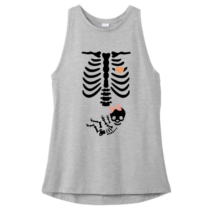 Maternity Skeleton Halloween Pregnancy Annoucet Gift Ladies Tri-Blend Wicking Tank