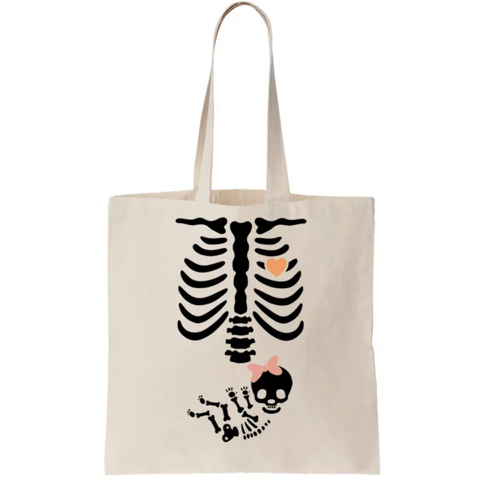 Maternity Skeleton Halloween Pregnancy Annoucet Gift Tote Bag