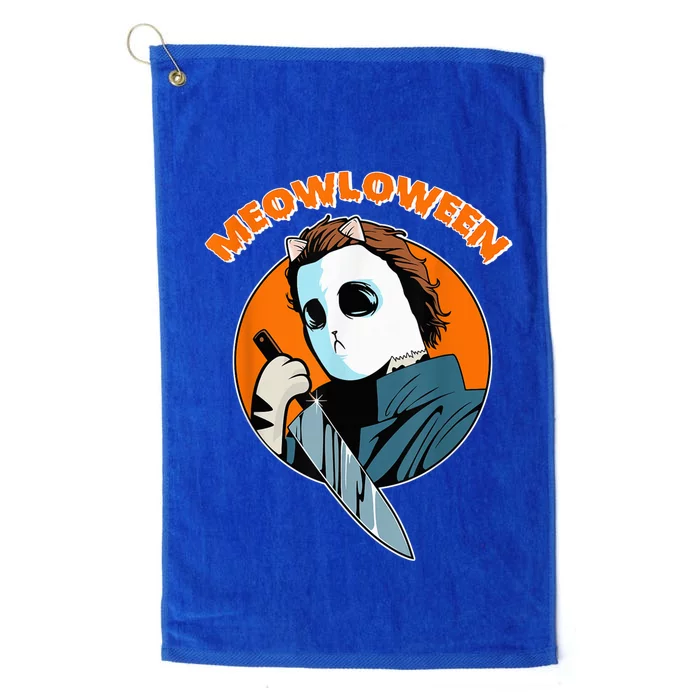 Meowloween Scary Halloween Cat Horror Kitten Slasher Movie Platinum Collection Golf Towel