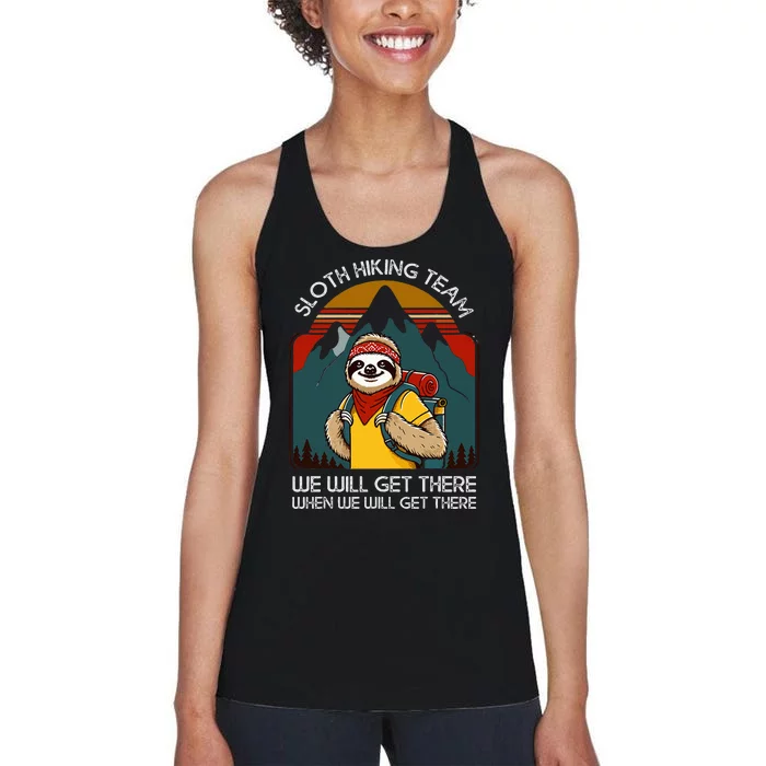 Mountain Sloth Hiking Team Retro Vintage  Hiking Women's Racerback Tank