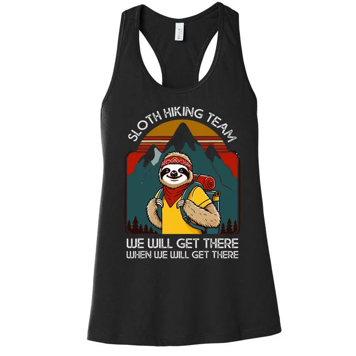 Mountain Sloth Hiking Team Retro Vintage  Hiking Women's Racerback Tank