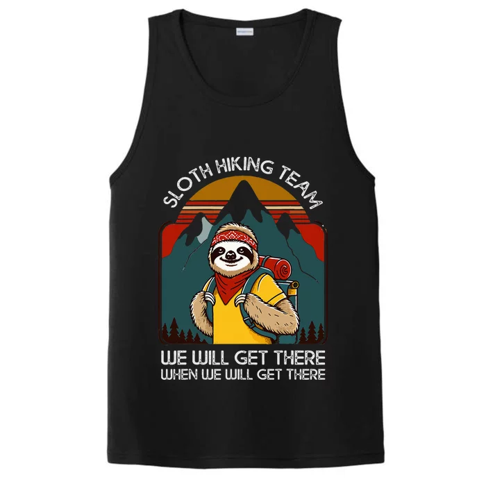 Mountain Sloth Hiking Team Retro Vintage  Hiking Performance Tank