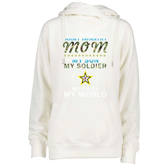 My Son Is A Soldier Hero Proud Army Infantry Mom Gift Womens Funnel Neck Pullover Hood