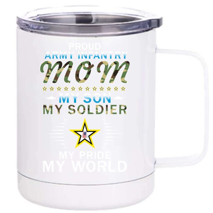 My Son Is A Soldier Hero Proud Army Infantry Mom Gift Front & Back 12oz Stainless Steel Tumbler Cup