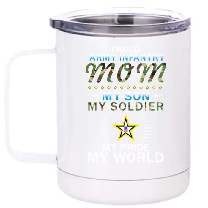 My Son Is A Soldier Hero Proud Army Infantry Mom Gift Front & Back 12oz Stainless Steel Tumbler Cup