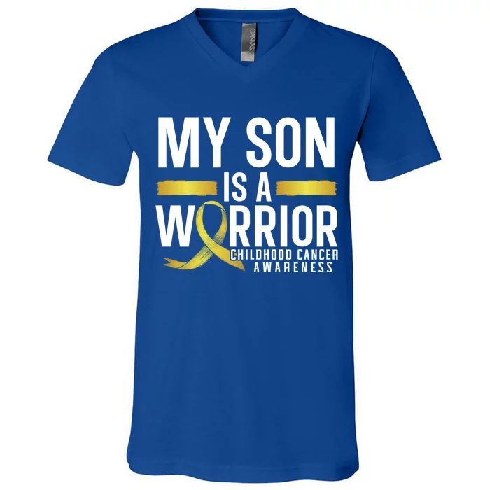 My Son Is A Warrior Hood Cancer Awareness Supporter Gift V-Neck T-Shirt