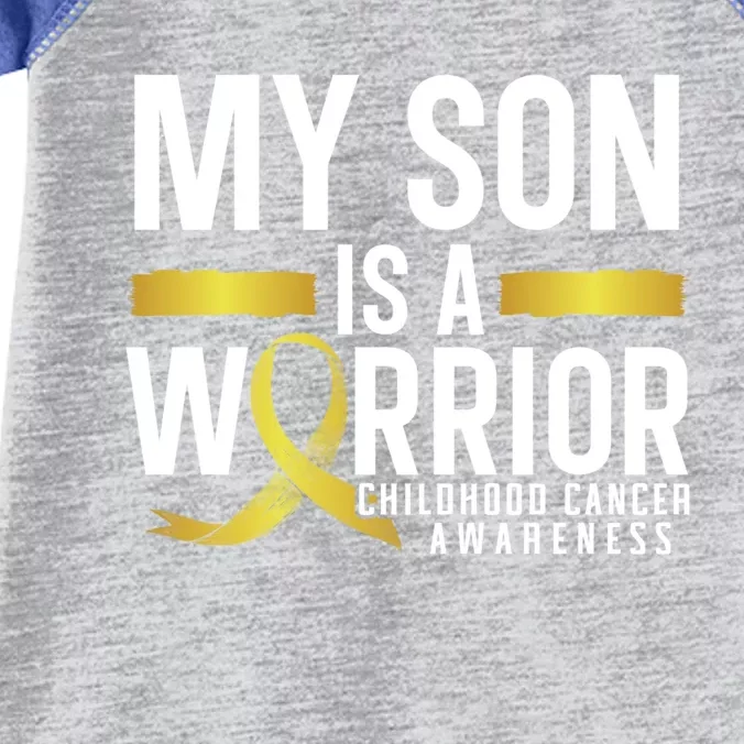 My Son Is A Warrior Hood Cancer Awareness Supporter Gift Infant Baby Jersey Bodysuit