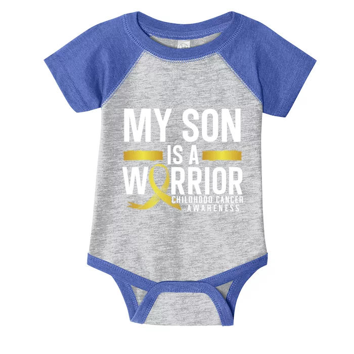 My Son Is A Warrior Hood Cancer Awareness Supporter Gift Infant Baby Jersey Bodysuit