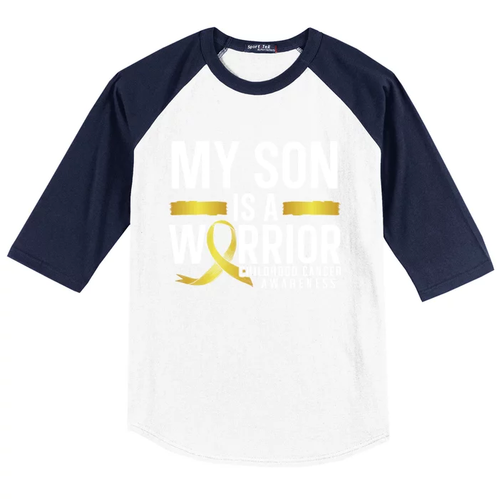 My Son Is A Warrior Hood Cancer Awareness Supporter Gift Baseball Sleeve Shirt