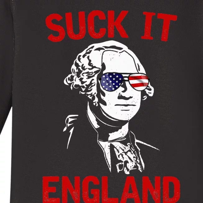 mb35 Suck It England Funny 4th of July Independence Day Baby Long Sleeve Bodysuit