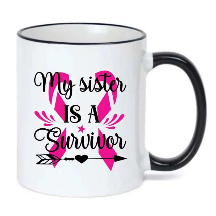 My Sister Is A Survivor Breast Cancer Awareness Black Color Changing Mug