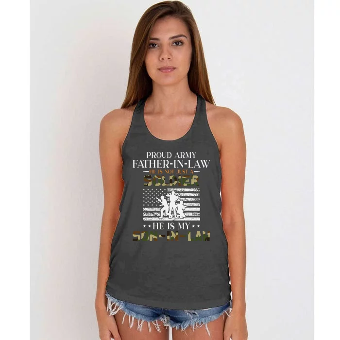 My Son In Law Is A Soldier Hero Proud Army Father In Law Women's Knotted Racerback Tank