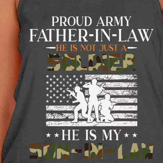 My Son In Law Is A Soldier Hero Proud Army Father In Law Women's Knotted Racerback Tank