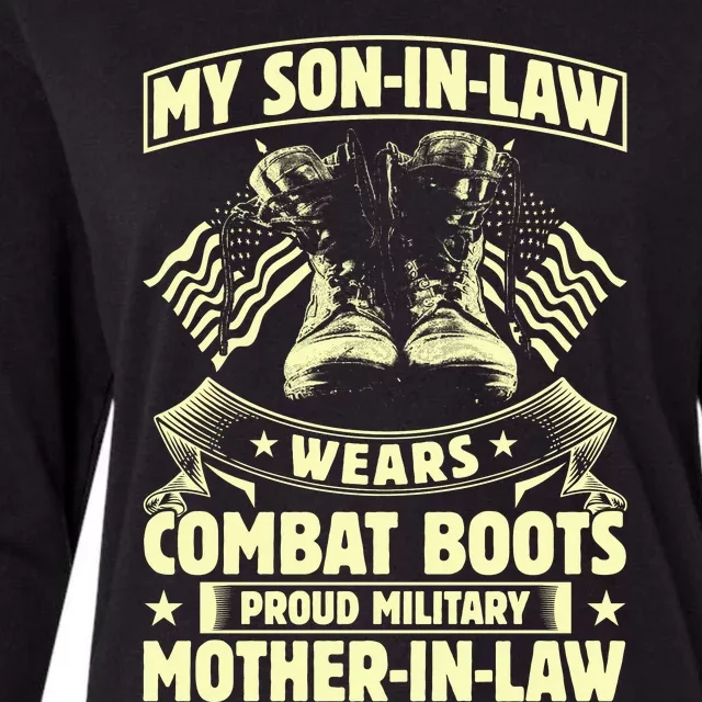 My Son In Law Wears Combat Boots Proud Military Mother In Law Womens Cotton Relaxed Long Sleeve T-Shirt