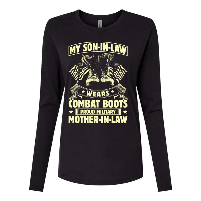 My Son In Law Wears Combat Boots Proud Military Mother In Law Womens Cotton Relaxed Long Sleeve T-Shirt