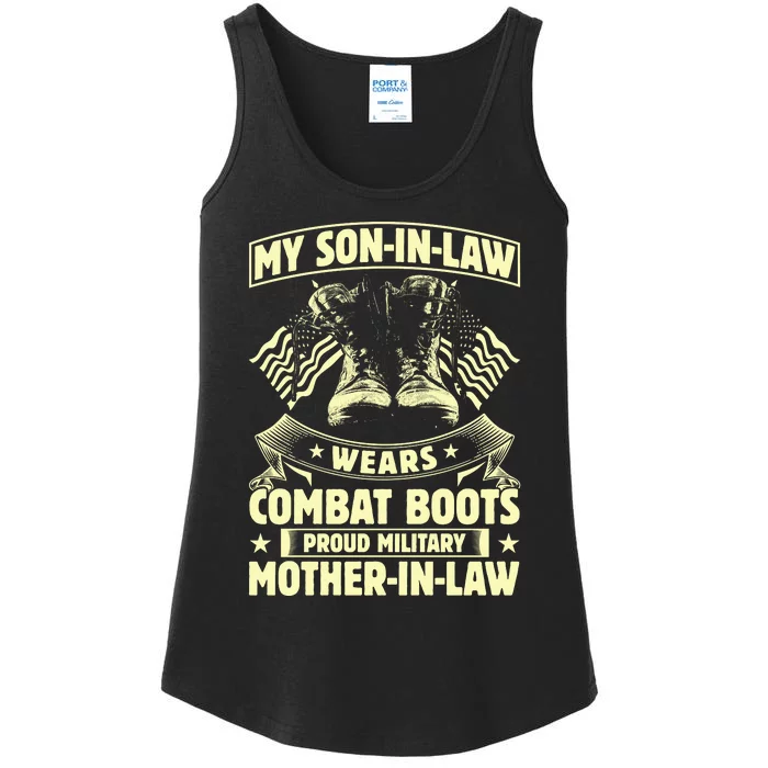 My Son In Law Wears Combat Boots Proud Military Mother In Law Ladies Essential Tank