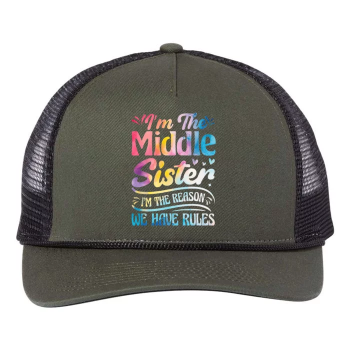 Middle Sister I'm The Reason We Have Rules Funny Matching Retro Rope Trucker Hat Cap